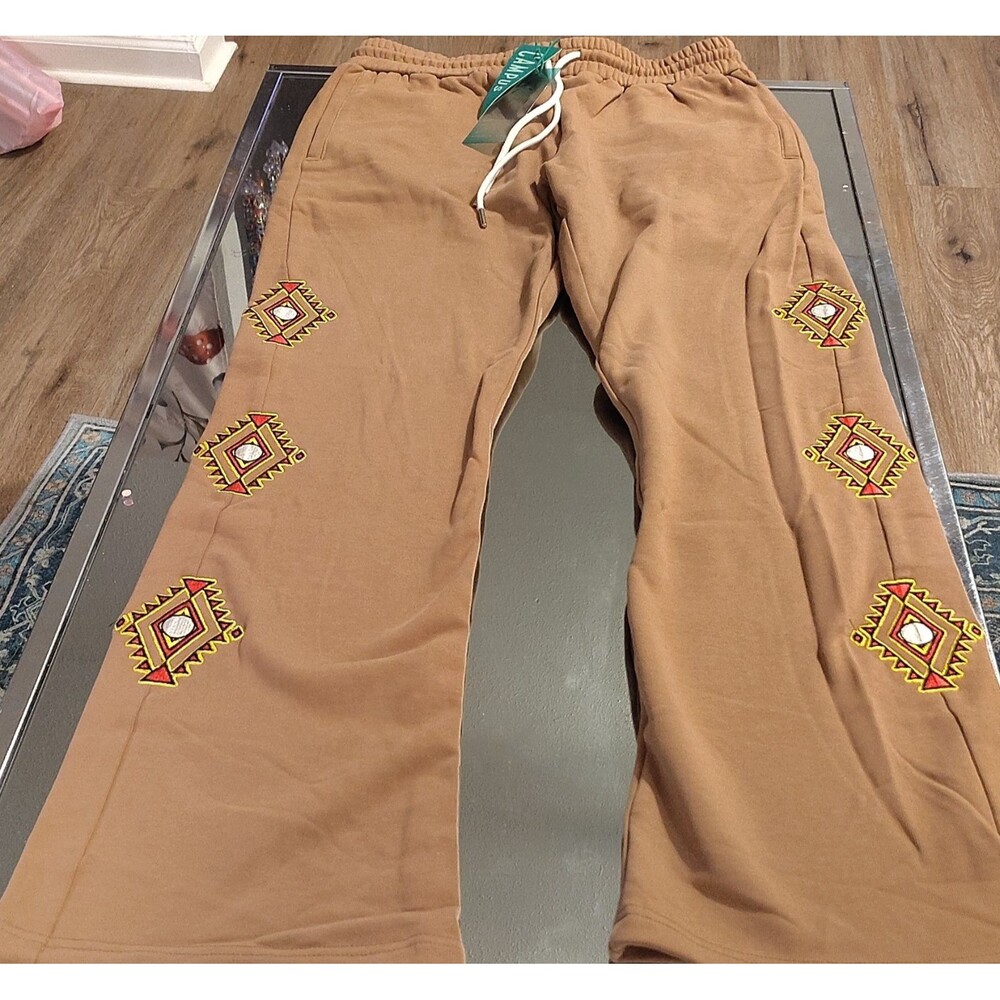 Campus Goods Women's Brown Cotton Knit Jogger Pants Drawstring Elastic L